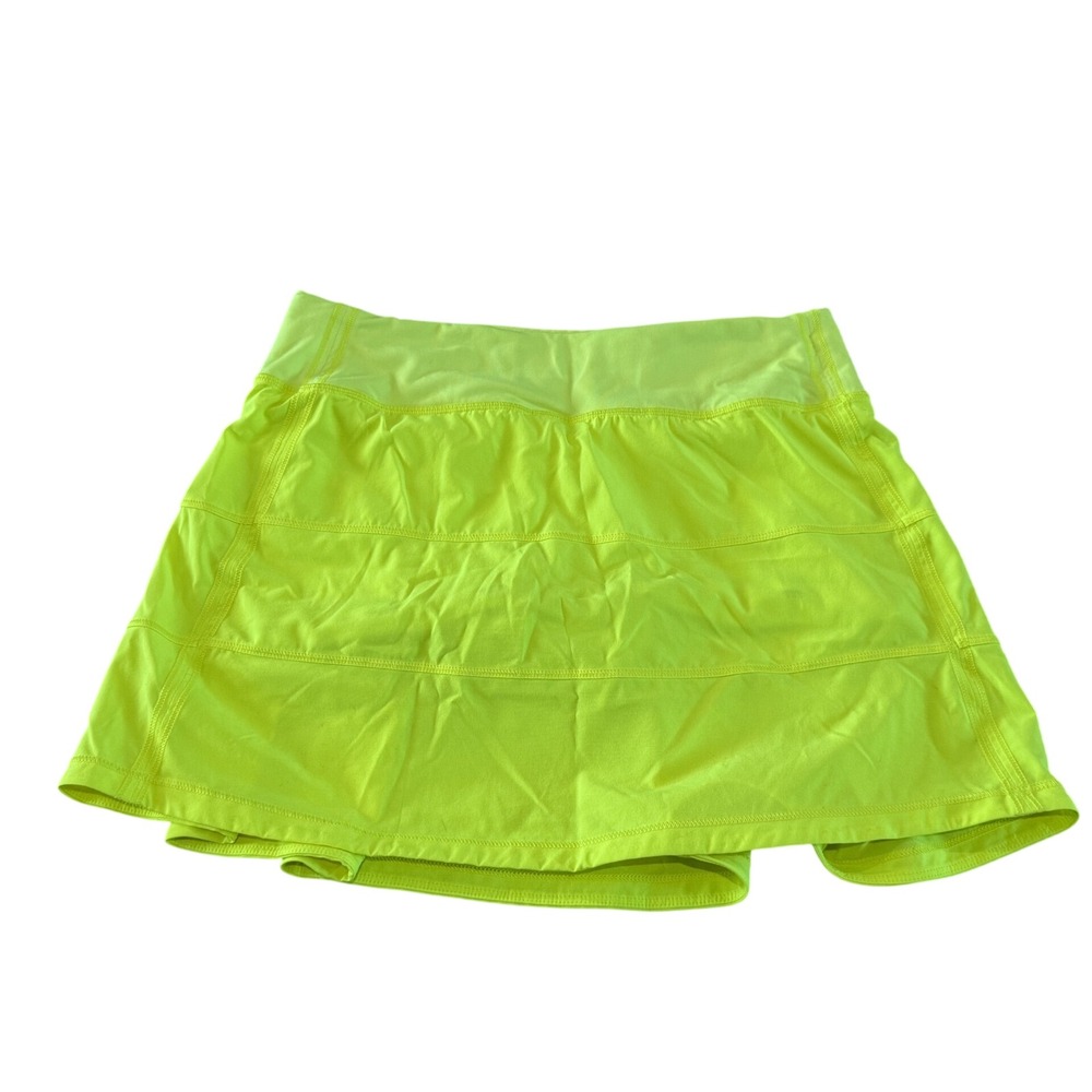 Lululemon Pace Rival Skirt Tall Neon Yellow Size 4 Tennis Golf Skort
